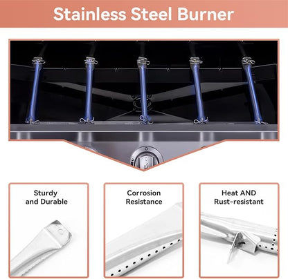 GR2215120-OG-00 Grill Replacement Parts for Outdoor Gourmet 4 Burner | Fits 12061 GR2215101-OG-00 FSOGBG1106, Grill Burners Tubes & UFHP2 Heat Plates, Replacement Kit for GR2205723-OG-00 4 Burner