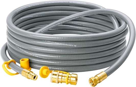 CALPOSE 25 Feet 3/8 inch ID Natural Gas Grill Hose with Quick Connect Fittings, Natural Gas Line for Grill, Pizza Oven, Heater and More Low Pressure Appliance