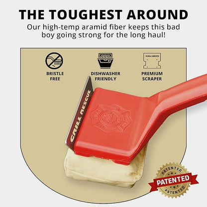 Grill Rescue Griddle Brush –Bristle-Free, Heavy-Duty Griddle Cleaner for Flat Tops & BBQ Griddles | Heat Resistant, Safe for Nonstick Surfaces, Cast Iron & Stainless Steel (Griddle Head)