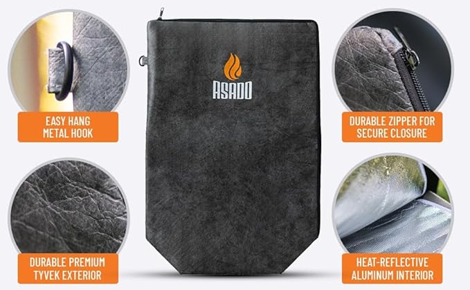 Asado BBQ Blanket - 23" Insulated Meat Resting Bag for Moisture Retention and Perfect BBQ | Heavy Duty, XL Barbecue Bag w/Wide Mouth Design Handles any Brisket, Pork, Steak | Great for Tailgating