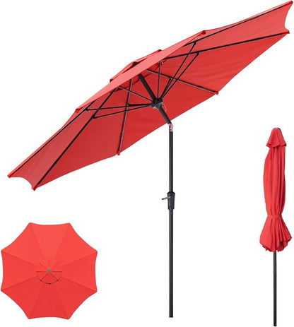 Sannwsg Outdoor Patio Umbrella,Table Umbrella with Push Button Crank,Market Umbrella with 8 Sturdy Ribs,Yard Umbrella