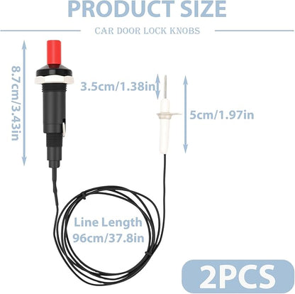 2 Pairs Piezo Grill Igniter Replacement Spark Ignition Kit BBQ Electrode Metal Threaded Ceramic Push Button for Gas Grill Range Heater Stove Fireplace Oven