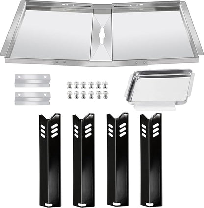 Grill Replacement Parts for Dyna Glo DGF493BNP, DGB494SPB, 24"-30" Adjustable Drip Pan Grease Tray and Heat Plate Shields for Backyard Grill BY13-101-001-12, BY14-101-001-02, Dyna-glo Grill Parts