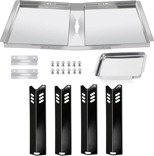 Grill Replacement Parts for Dyna Glo DGF493BNP, DGB494SPB, 24"-30" Adjustable Drip Pan Grease Tray and Heat Plate Shields for Backyard Grill BY13-101-001-12, BY14-101-001-02, Dyna-glo Grill Parts