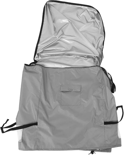 Outdoor Refrigerator Cover Heavy Duty Waterproof Polyester Freezer Cover with Top Zipper Grey Fits 29.5 X 29.1 X 22.4 Inch for Patio and Outdoor Kitchens
