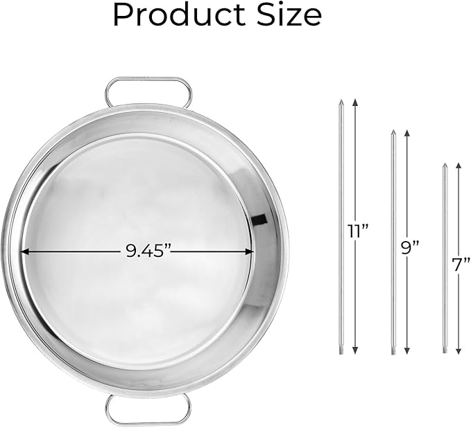 Shawarma Pan & Al Pastor Skewer for Grill - Stainless Steel Vertical Skewer Stand with 3 Spikes (7", 9", 11") & Brushes - Brazilian Spit for Tacos Al Pastor, Gyro, Smoker & Oven (AMBI-APS-0818-B)