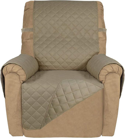 PureFit Reversible Recliner Chair Covers Couch Covers for Dogs, 19 in | Beige/Beige, Water Resistant Couch Protector, Washable Pet Couch Cover with Non Slip and Elastic Straps For Kids