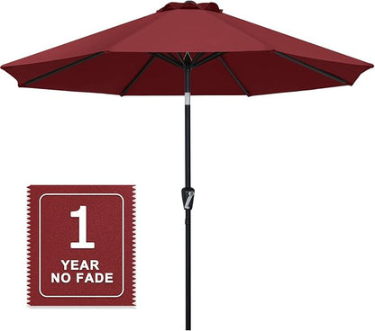 MASTERCANOPY 10ft Patio Umbrella with Tilt & Crank, Burgundy | 8 Sturdy Ribs, Vented Top, UV & Water Resistance, Quick Setup – Perfect for Garden, Deck, Backyard, Pool
