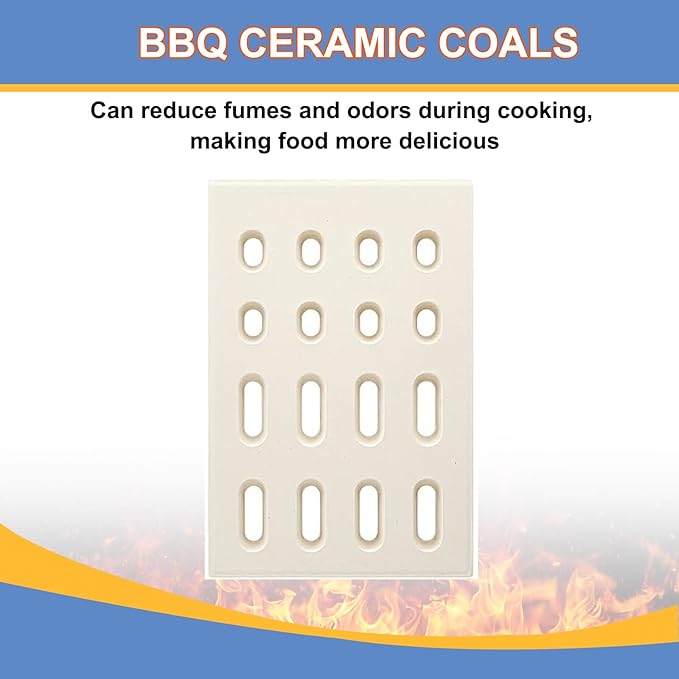 Ceramic Brick, Ceramic Radiant Flame Tamer Replacement for Barbeques Galore Grand Turbo, Grand Hall, Members Mark Grills, Heat Plate Ceramic Briquettes, 7 1/16" x 4 3/4" x 1/2", 4 Pack
