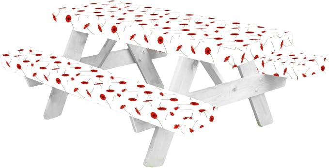 Premium Picnic Table Cover with Bench Covers Vinyl Fitted picnic table covers with Elastic RV Camping Accessories and Camper must haves Waterproof (Summer Flowers, 72 x 30 (6ft) with skewers