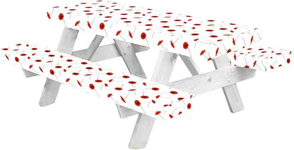 Premium Picnic Table Cover with Bench Covers Vinyl Fitted picnic table covers with Elastic RV Camping Accessories and Camper must haves Waterproof (Summer Flowers, 72 x 30 (6ft) with skewers