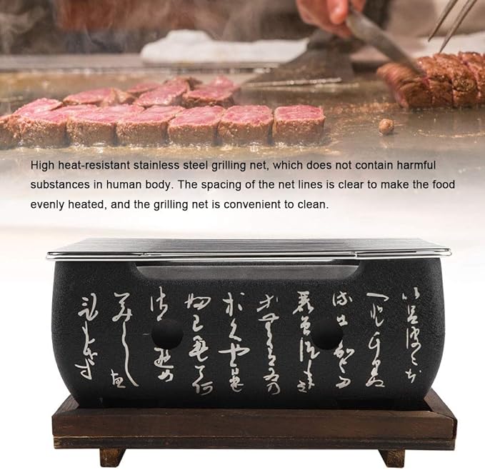Japanese Yakiniku Grill, Portable Barbecue Stove Heat-Resistant Japanese Food Charcoal Stove, Independent Carbon Trough, for Household, Yakiniku, Robata, Yakitori, Takoyaki and BBQ