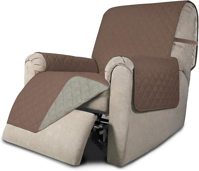 Easy-Going Recliner Sofa Slipcover Reversible Sofa Cover Water Resistant Couch Cover Furniture Protector with Elastic Straps for Pets Kids Children Dog Cat (Recliner, Brown/Beige) | Machine Washable Slipcover For Dogs, Water Resistant Furniture Mat For...