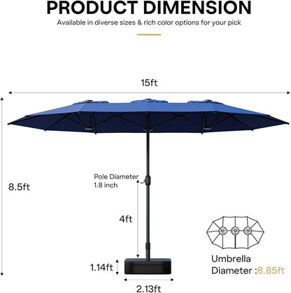 Sannwsg Outdoor Patio Umbrella,Table Umbrella with Push Button Crank,Market Umbrella with 8 Sturdy Ribs,Yard Umbrella