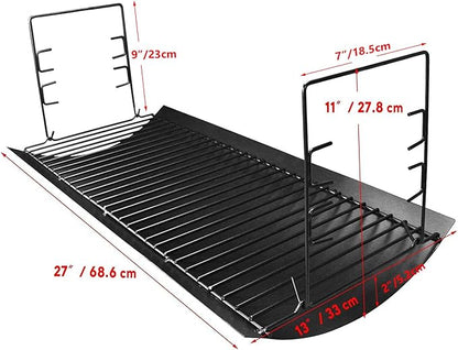 Uniflasy 27 Inches Ash Pan Replacement for Chargriller 1224, 1324, 2121, 2222, 2727, 2828, 2929 Charcoal Grills, Charbroil Replacement Part 17302056 Grill Grates with 2pcs Fire Grate Hanger
