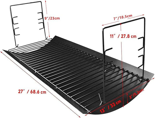 Uniflasy 27 Inches Ash Pan Replacement for Chargriller 1224, 1324, 2121, 2222, 2727, 2828, 2929 Charcoal Grills, Charbroil Replacement Part 17302056 Grill Grates with 2pcs Fire Grate Hanger