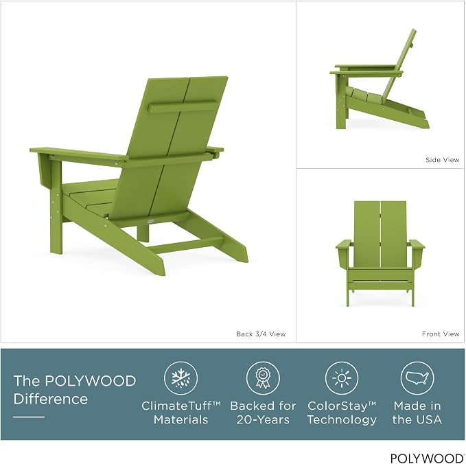 Polywood Contemporary Modern Oversized Adirondack Chair in Lime