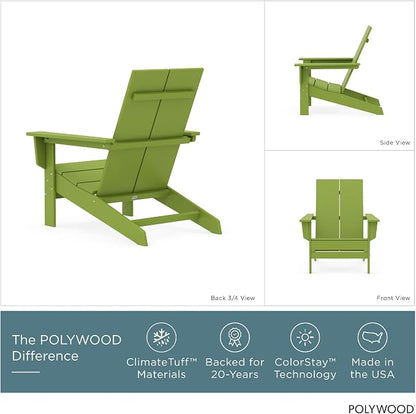 Polywood Contemporary Modern Oversized Adirondack Chair in Lime