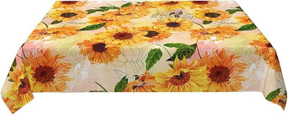 Decorative Rectangle Table Cloths Yellow Sunflower Watercolor Vintage Floral Tablecloth Table Cover for Dining/BBQ/Picnic/Coffee Table 52 X 70 Inches, Tbcth-014, GSRY-TB-HY0418-00134