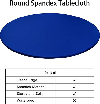 NEWISHER Round Fitted Table Cover Spandex Stretch Tablecloth 48 inch | Elastic Edged Table Cloth, Blue Table Top Cover, Washable Tablecloth for Dining Picnic Patio