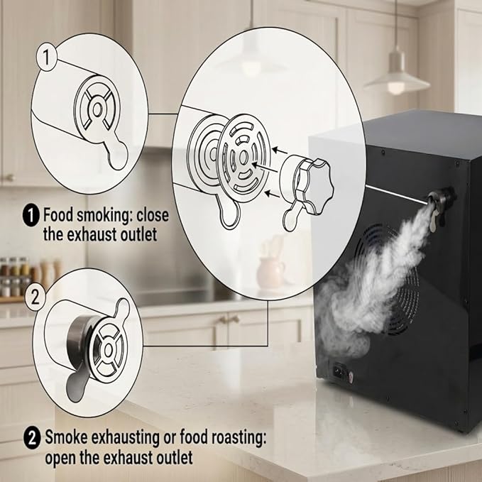 CLIVIA Indoor Pellet Smoker, Electric Indoor Smoker, Countertop 2 Layers BBQ Grill 10L Smoker Oven for Meat, Sausage, Jerky, Beef, Adjustable 86-230°F