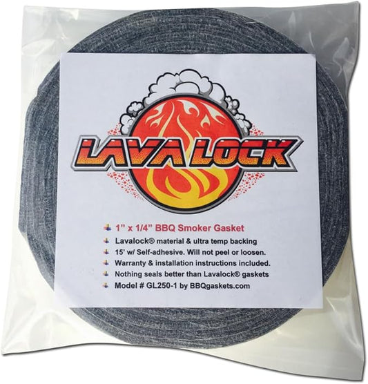 Grey Lavalock Gasket High Temp BBQ Smoker Grill Self Stick 1" x 1/4" x 15'
