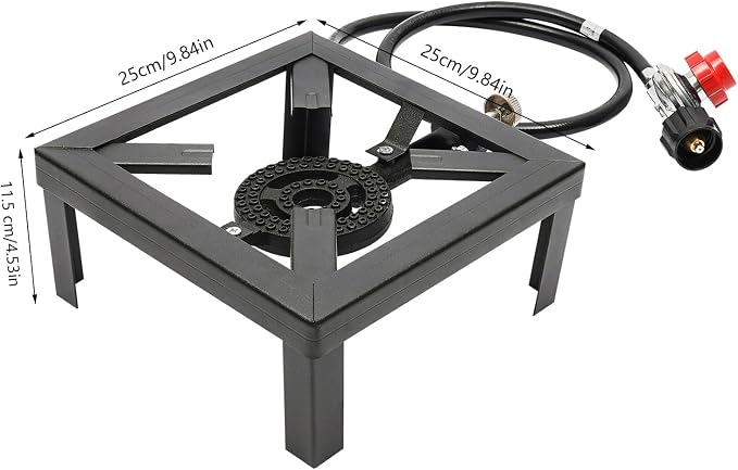 Portable Single Burner, Outdoor Gas Stove Propane Cooker with Adjustable 0-10PSI Regulator & 1.2m Long Hose, 8000W High Power for Camping, BBQ, Picnic, Home Brewing