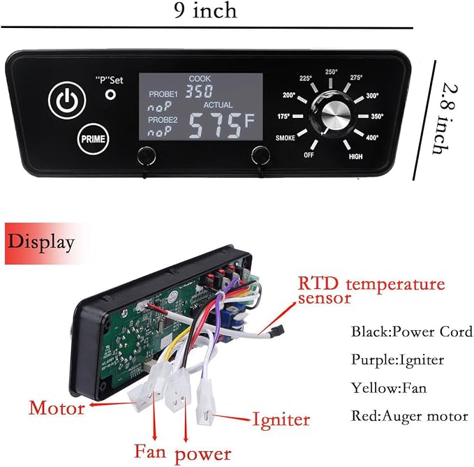 Digital W/LCD Display Control Board Thermostat Kit for Pit Boss Pellet Grill Smoker Austin XL, Replacement Parts Includes Meat Probes,Temp Sensor & Ignition Hot Rod