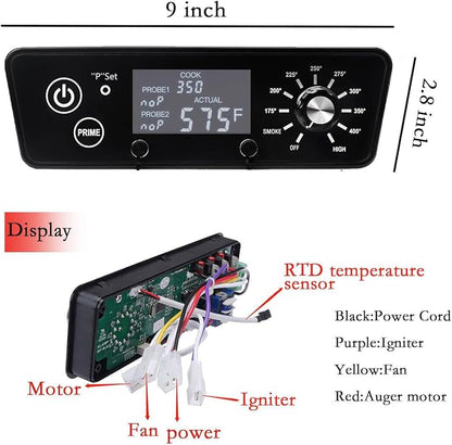 Digital W/LCD Display Control Board Thermostat Kit for Pit Boss Pellet Grill Smoker Austin XL, Replacement Parts Includes Meat Probes,Temp Sensor & Ignition Hot Rod