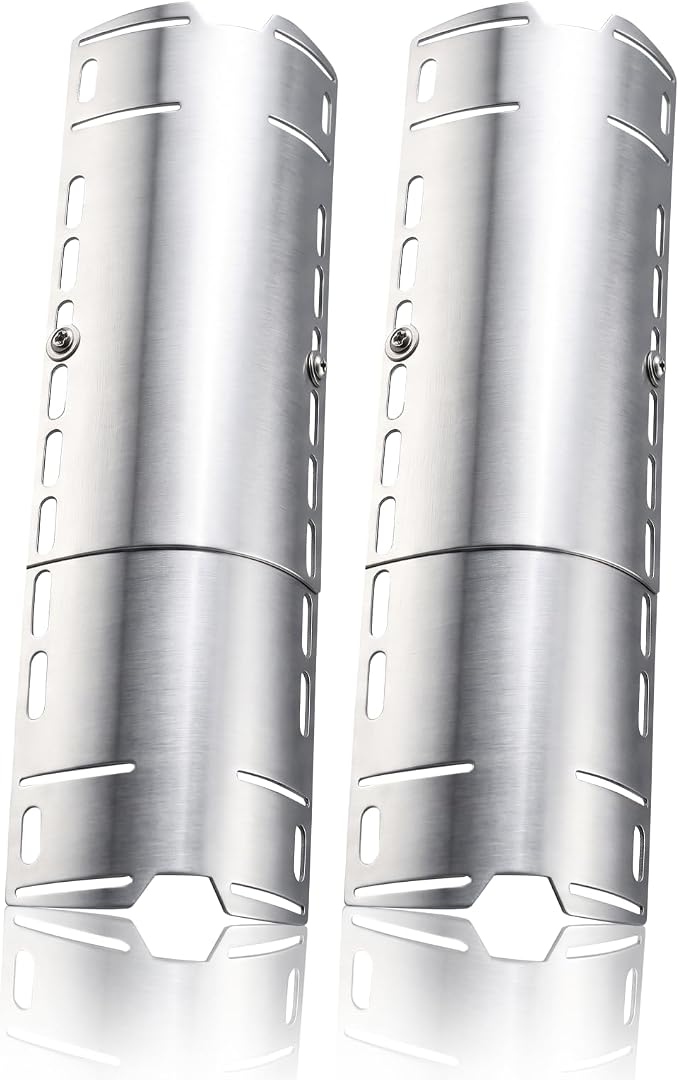 2 Pack Universal Grill Heat Plates, Grill Burner Covers Replacement Parts for Gas Grill, Extends from 12" up to 18" Adjustable Stainless Steel Grill Heat Shield, Flame Cover