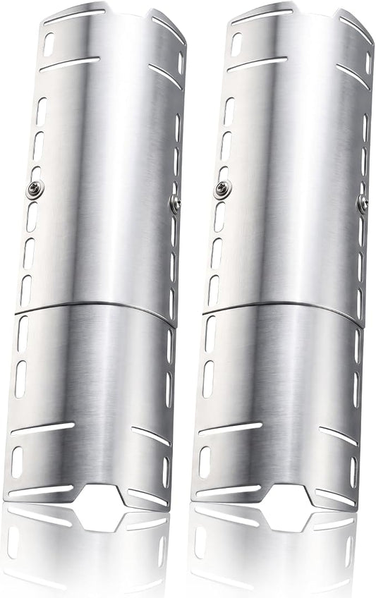 2 Pack Universal Grill Heat Plates, Grill Burner Covers Replacement Parts for Gas Grill, Extends from 12" up to 18" Adjustable Stainless Steel Grill Heat Shield, Flame Cover