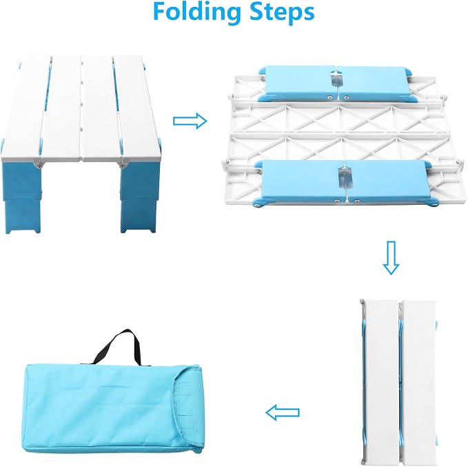 Modern-Depo 15.9"x14.2"x9.6" Large Portable Folding Beach Table for Sand Foldable Height Adjustable Side Table Desk for Camping Picnic BBQ with Carry Bag, Cyan | Foldable Side Table Desk for Camping Picnic BBQ with Carry Bag, for Sand, Modern-Depo