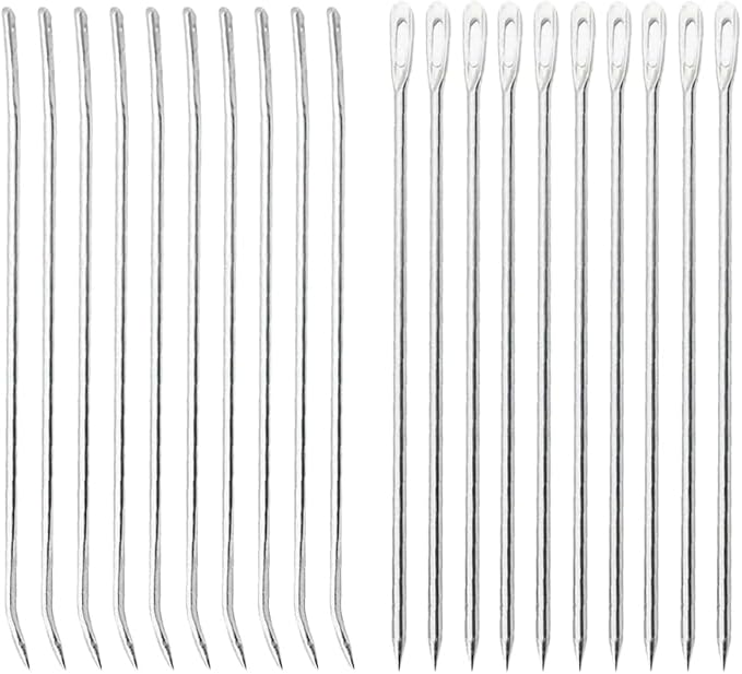 GSHLLO 20 Pcs Stainless Steel Cooking Needles Goose Poultry Needles Turkey Roasting Needle Metal Rotisserie Needle Meat Trussing Tying Needle Pork Sewing Up Needles for Securing Stuffed Chicken