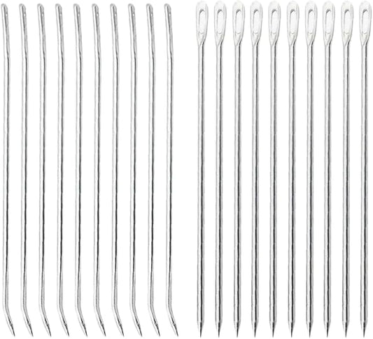 GSHLLO 20 Pcs Stainless Steel Cooking Needles Goose Poultry Needles Turkey Roasting Needle Metal Rotisserie Needle Meat Trussing Tying Needle Pork Sewing Up Needles for Securing Stuffed Chicken