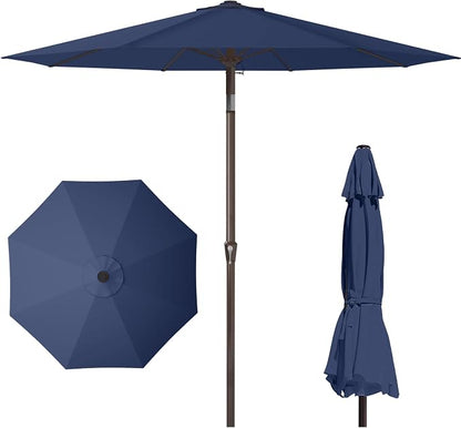 PatioKingdom Auto-Tilt 9FT Patio Umbrella Outdoor with 8 Sturdy Fiberglass Ribs,Market Table Umbrella for Pool,Backyard,Deck and Garden