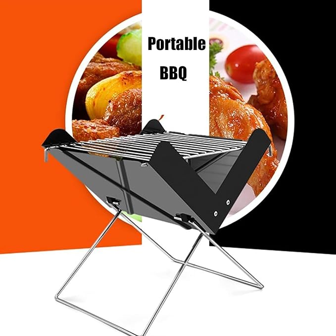 Portable Charcoal Grill Portable Charcoal Grill Charcoal Barbecue Grill Outdoor BBQ Grill Cooking Stainless Steel Folding Camping Grill Barbecue Grill for Backyard