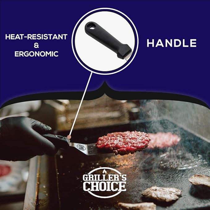 Griller's Choice Professional Stainless Steel Griddle Accessories, Flat Top Grill Accessories Kit, Machine Washable, Durable & Ergonomic Design for Chefs and Home Cooking Enthusiasts