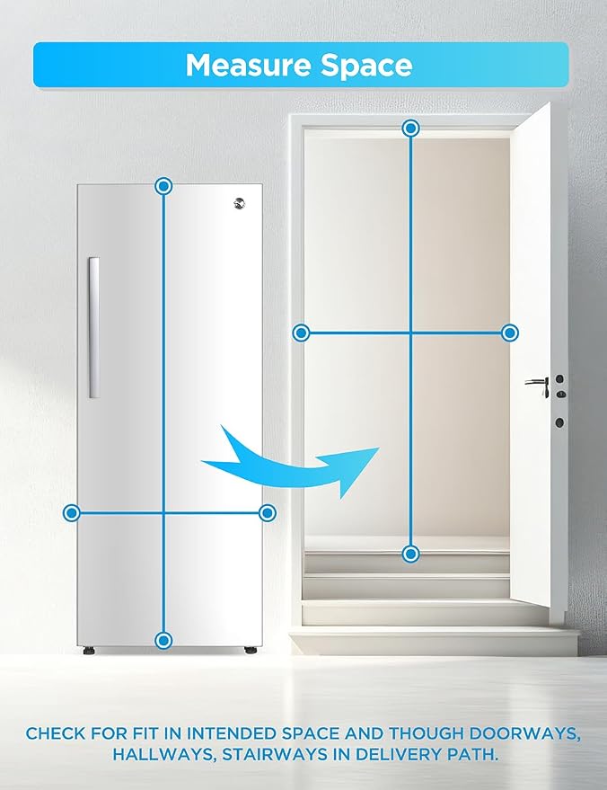 Commercial Cool 11.1 Cu. Ft. Convertible Freezer Refrigerator, Upright Fridge with Glass Shelves, Reversible Door, ENERGY STAR rated, Auto Defrost, CCUC1110GW, White | Upright Fridge with Glass Shelves, Reversible Door, ENERGY STAR rated, Auto Defrost,...