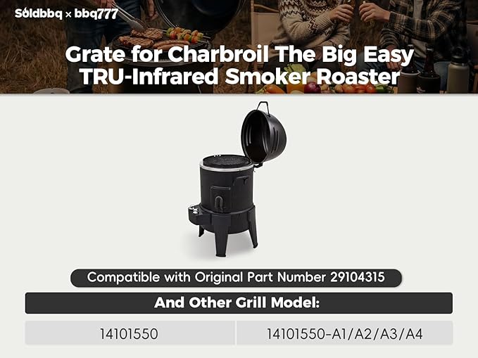 15 1/4" Porcelain Steel Cooking Grate Replacement Parts for Charbroil The Big Easy TRU-Infrared Smoker Roaster & Grill Model 14101550 14101550-A1/ A2 / A3 / A4, 29104315