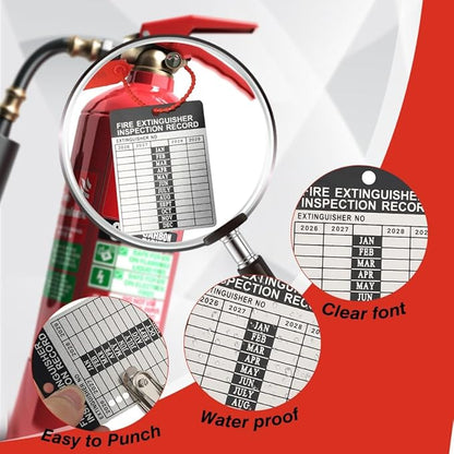 200 Fire Extinguisher Tags – Aluminum Metal Inspection Record Tags 2.2 x 3 Inch (No Zip Ties or Clips) for Monthly Inspections