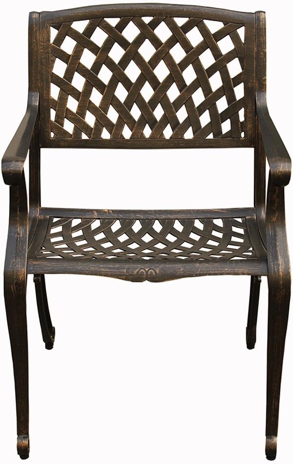 Oakland Living Modern Outdoor Mesh Cast Aluminum Bronze Patio Dining Chair