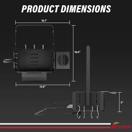 Utheer Grill Organizer Kit Compatible with Weber Works System, Rail-Mounted Grill Caddy Basket with Paper Towel Holder, Trash Bag Holder, Cup Holder & 4 Hooks for Slate, Spirit, Genesis, Performer