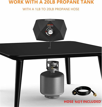 14” Modern Tabletop Fire Pit for Table with Umbrella Hole, Portable Gas Firepit for 1lb Propane Gas, Patio Backyard Porch Camping RV Tailgating, Bottom-Mounted FP003