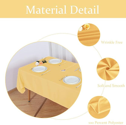 Fitable Table Cover Outdoor and Indoor Tablecloth - Washable Waterproof Wrinkle Free Table Cloth with Zipper and Umbrella Hole for Spring/Summer/Party/Picnic/BBQS/Patio Yellow 60x84 inch | Washable Waterproof Wrinkle Free Table Cover, Zipper and Umbrel...