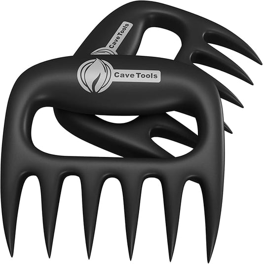 Cave Tools Meat Claws for Shredding Pulled Pork, Chicken, Turkey, and Beef- Handling & Carving Food - Barbecue Grill Accessories for Smoker, or Slow Cooker - Gun Metal Grip