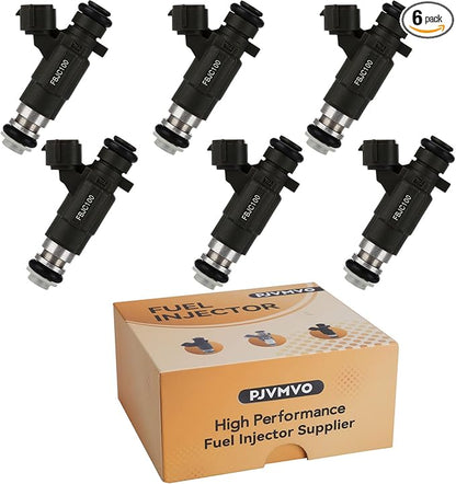 FBJC100 Fuel Injectors,Compatible with/Infiniti G35 QX4 I30 FX35 3.5L V6 2001-2004,Compatible with/Nissan 350Z Pathfinder Maxima 3.5L/3.0L V6 2001-2004, |4 Holes| |Set of 6|,Replace#166005L700,FJ653
