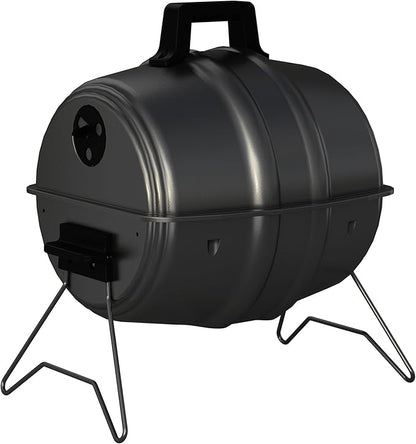 Americana Grills Keg A Que Charcoal BBQ Grill, Portable Outdoor Barbecue with Durable Powder Coated Hood and Bowl, 186 Square Inch Cooking Area, Black