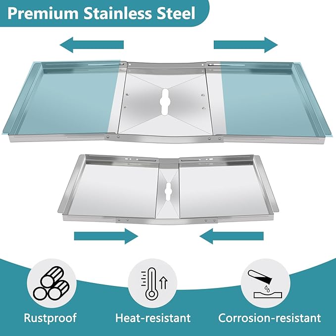 Grill Replacement Parts for Dyna Glo DGF510SBP DGF510SSP, Adjustable 24''-30'' Grease Tray Drip Pan, Grates, Heat Shield for Backyard Grill BY13-101-001-13 GBC1460W, BHG Grill Parts BH13-101-099-01.