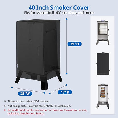 SunPatio 40 Inch Electric Smoker Cover, Heavy Duty Waterproof Vertical Smoker Propane Grill Cover, Compatible for Masterbuilt, Smoke Hollow, Pit Boss Square BBQ Smoker and More, 25" W x 17" D x 39" H