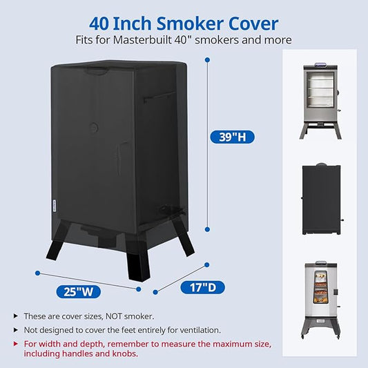 SunPatio 40 Inch Electric Smoker Cover, Heavy Duty Waterproof Vertical Smoker Propane Grill Cover, Compatible for Masterbuilt, Smoke Hollow, Pit Boss Square BBQ Smoker and More, 25" W x 17" D x 39" H
